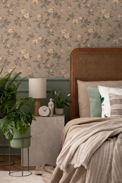 Borastapeter Tapete Blumenmuster Braun - 53 cm x 10.05 m - 660058
