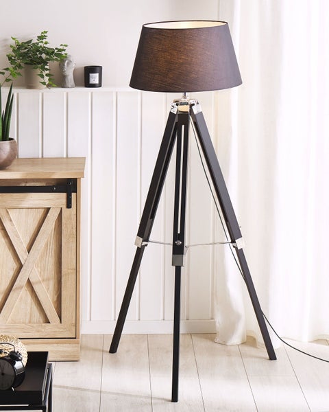Stehlampe MADEIRA Holz Schwarz