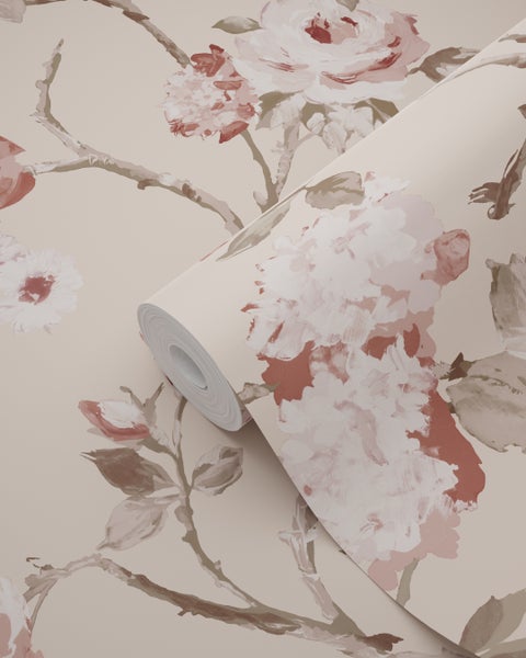ESTAhome Tapete Blumenmuster Rosa - 53 cm x 10.05 m - 139476