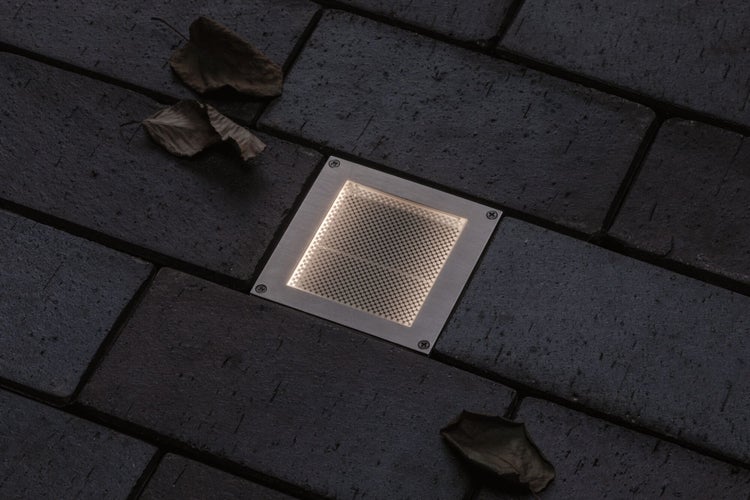 LED Bodeneinbauleuchte Smart Home Zigbee 3.0 Brick insektenfreundlich IP67 eckig 100x100mm Tunable Warm 1W 18lm 230V Edelstahl Edelstahl