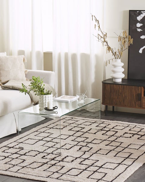 Teppich TURHAL Beige 140 x 200 cm Baumwolle