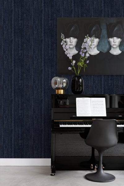 Origin Wallcoverings Tapete Holz-optik Dunkelblau - 53 cm x 10,05 m - 347532
