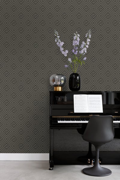 Origin Wallcoverings Tapete 3D grafisches Motiv Taupe und Schwarz - 50 x 900 cm - 347980