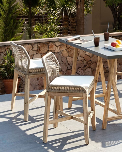 Garten-Barhocker 2er Set TALAMONE Akazienholz Beige