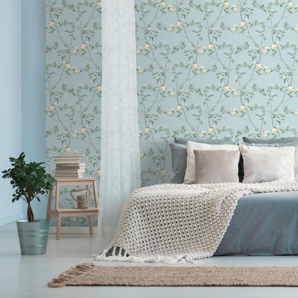 Sanders und Sanders Tapete Blumen Hellblau - 53 cm x 10 m - 640162