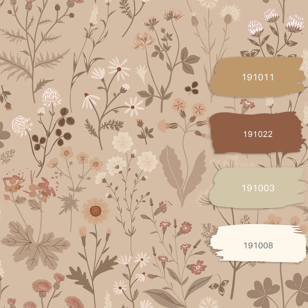 ESTAhome Tapete Feldblumen Sandbeige - 53 cm x 10.05 m - 139840
