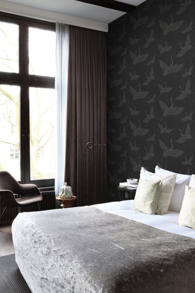 Origin Wallcoverings Tapete Kraniche Dunkelgrau - 53 cm x 10.05 m - 347760