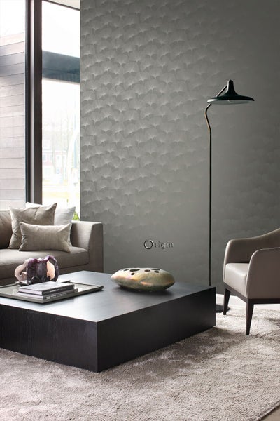Origin Wallcoverings Tapete Ginkgoblätter Grau - 53 cm x 10.05 m - 347731