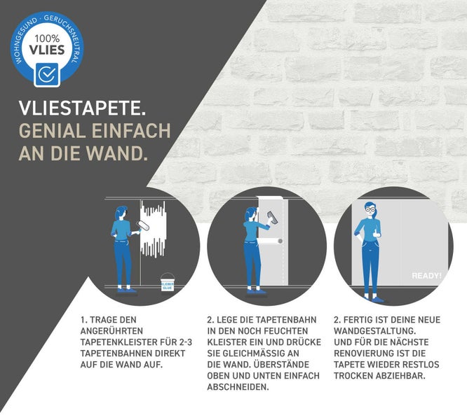 Helles Schlafzimmer mit Rattanmöbeln, Ziegelwand und Teppich