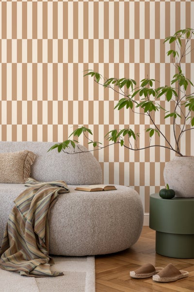 ESTAhome Tapete Streifen Beige und Braun - 53 cm x 10.05 m - 131214