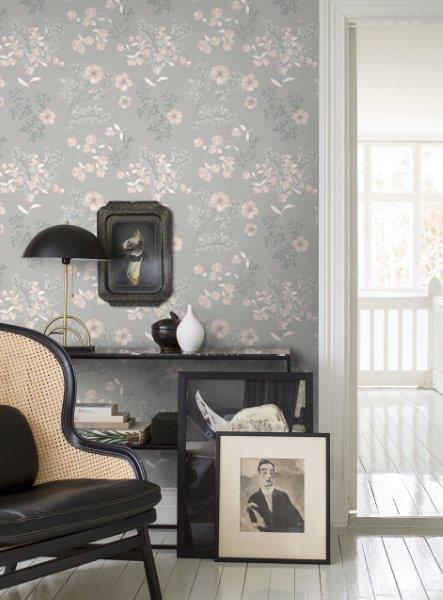 Borastapeter Tapete Blumen Grau - 53 cm x 10.05 m - 660438
