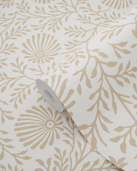 ESTAhome Tapete Blumenmuster Beige - 50 x 900 cm - 131511