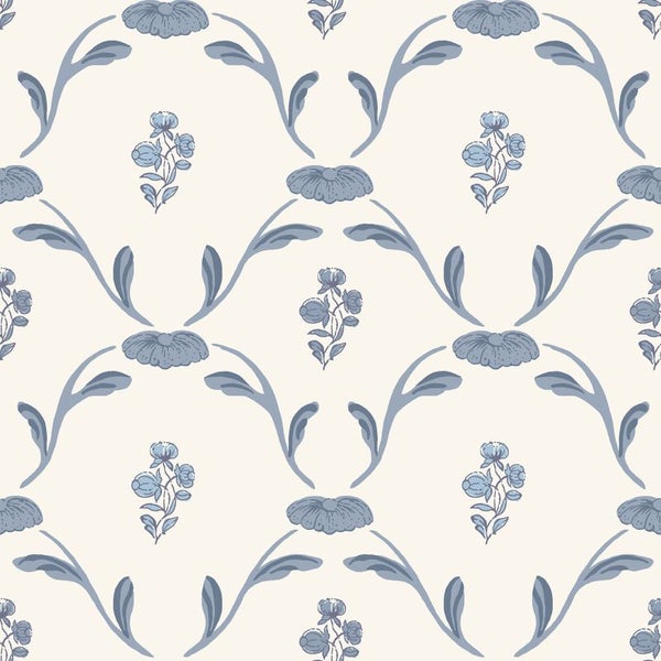Duro Tapete Blumen Graublau - 53 cm x 10.05 m - 661172