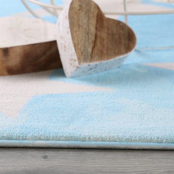 Kurzflor Teppich Lior Blau Modern 120 x 170 cm