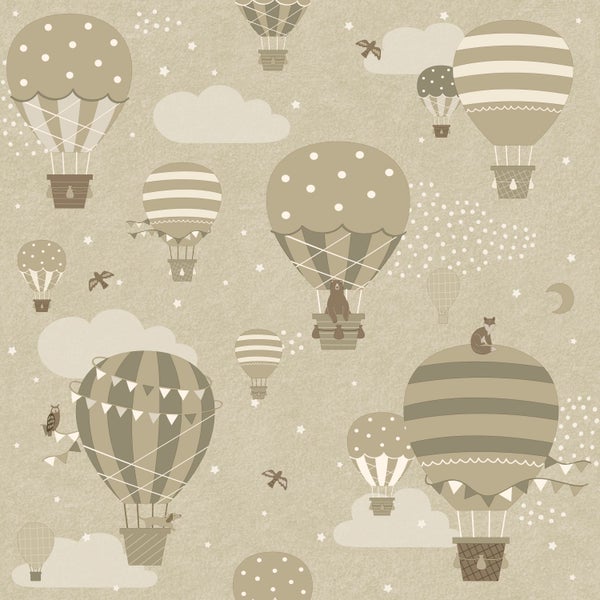 ESTAhome Tapete Luftballons Olivgrün - 50 x 900 cm - 131343