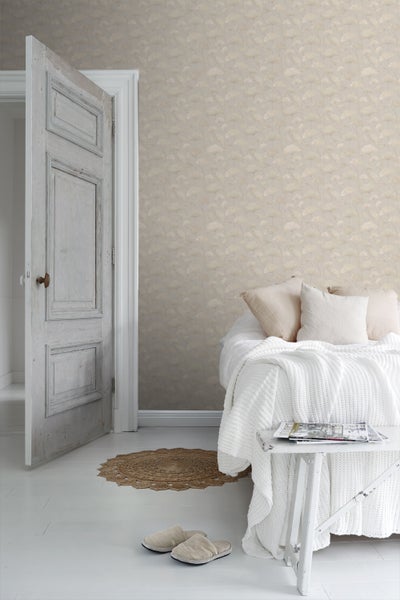 Borastapeter Tapete Ginkgoblätter Beige - 53 cm x 10.05 m - 660866