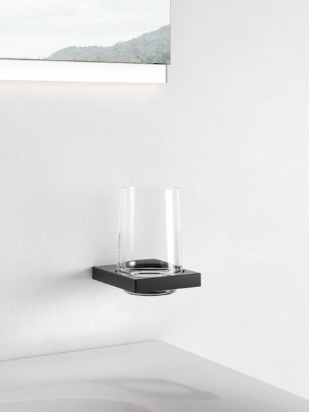 KEUCO Edition 11 Black Selection Glashalter mit Echtkristallglas, schwarz-matt