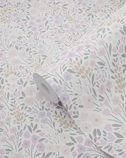 ESTAhome Tapete Blumen Violett - 53 cm x 10.05 m - 139534