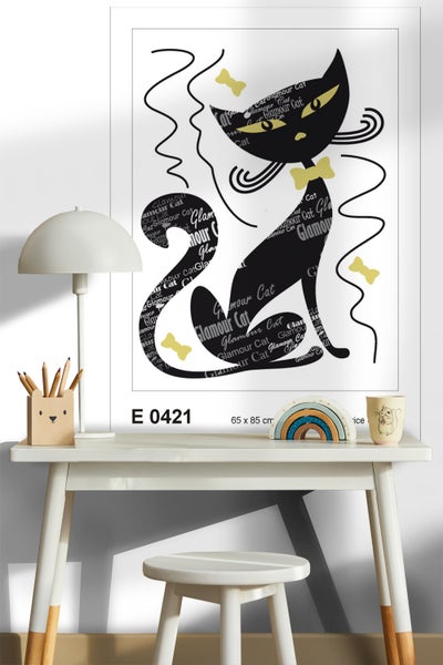 Dekoratives Katzenbild 65 x 85 cm auf einem Schreibtisch