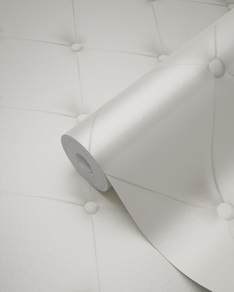 Origin Wallcoverings Tapete kapitoniertes Mustes Weiß und Hellgrau - 53 cm x 10.05 m - 346832
