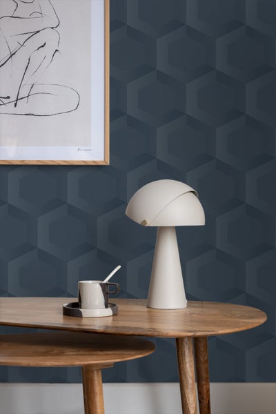 Origin Wallcoverings Tapete 3D Wabenmuster Dunkelblau - 53 cm x 10.05 m - 348022