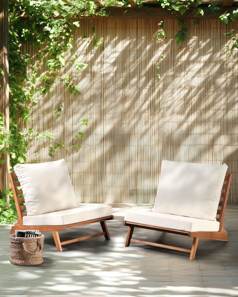 Set mit 2 Stühlen und Sitzkissen MICCIANO Akazienholz Cremeweiß