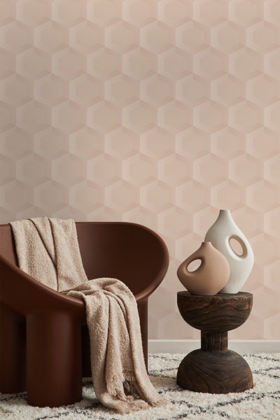 Origin Wallcoverings Tapete 3D Wabenmuster Hellrosa - 53 cm x 10.05 m - 348020