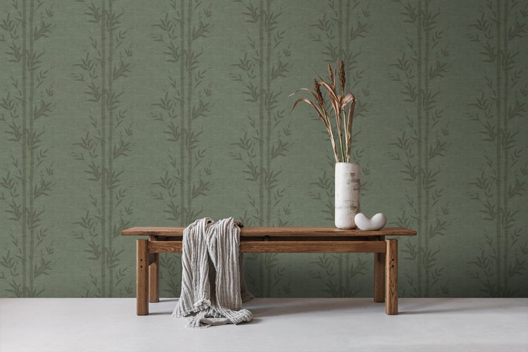Origin Wallcoverings Tapete Bambusmuster Graugrün - 50 x 900 cm - 347928