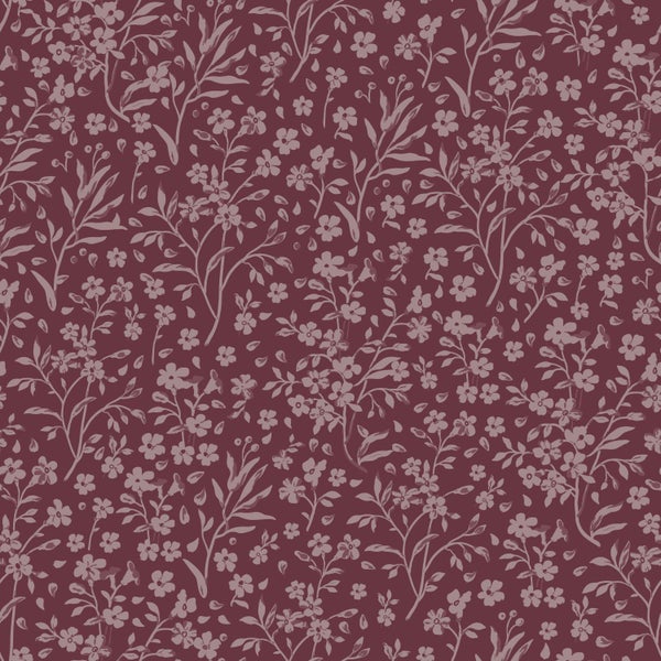 ESTAhome Tapete Blumen Aubergineviolett - 50 x 900 cm - 131132