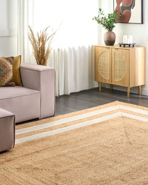 Teppich GEMEREK Beige 300 x 400 cm Jute
