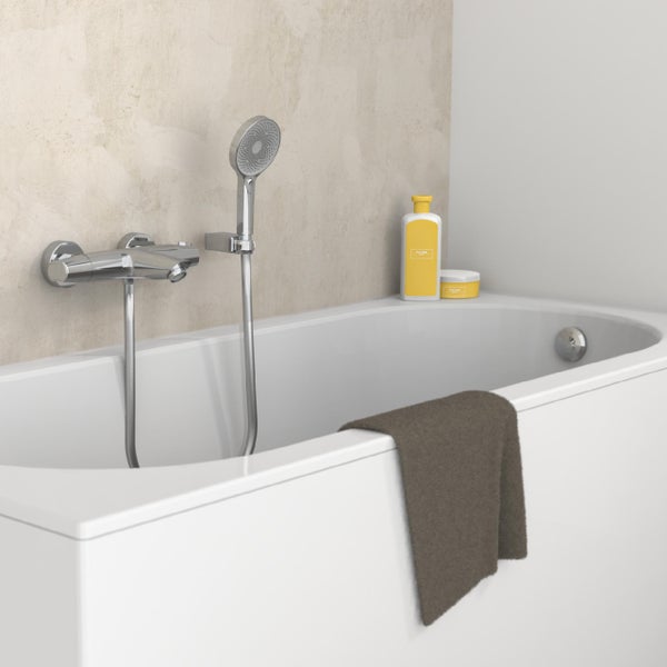 instmaier Wannenfüllthermostat T2 | wassersparende Eco-Stop Funktion | Badewannenarmatur | Mischbatterie Badewanne Chrom | für konstante Wassertemperatur