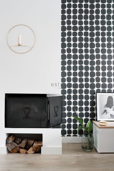 ESTAhome Tapete grafisches Motiv Schwarz-Weiß - 53 cm x 10.05 m - 139090