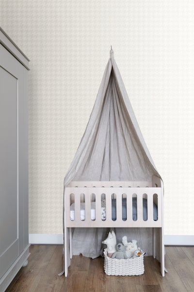 Origin Wallcoverings Tapete Hahnentritt-Muster Weiß und Silber - 53 cm x 10.05 m - 346842