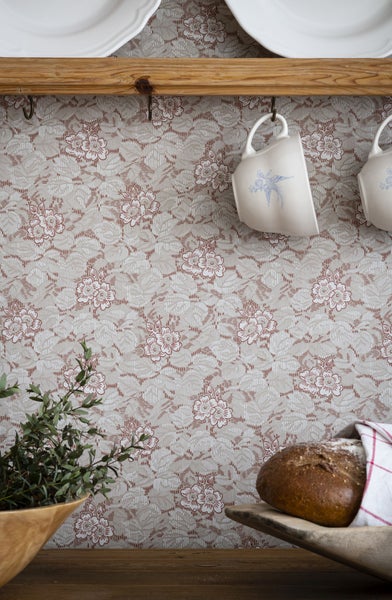 Duro Tapete Blumenmuster Terrakotta - 53 cm x 10.05 m - 661089