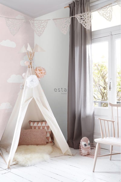 ESTAhome Fototapete kleine Wolken Hellrosa - 200 x 279 cm - 158843