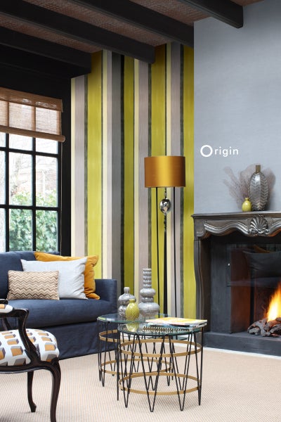 Origin Wallcoverings Tapete Streifen Ockergelb und Braun - 53 cm x 10.05 m - 346931