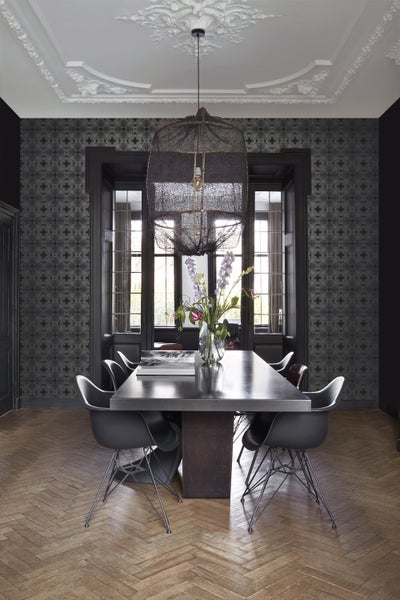 Origin Wallcoverings Tapete grafische Form Schwarz und Silber - 53 cm x 10.05 m - 346221
