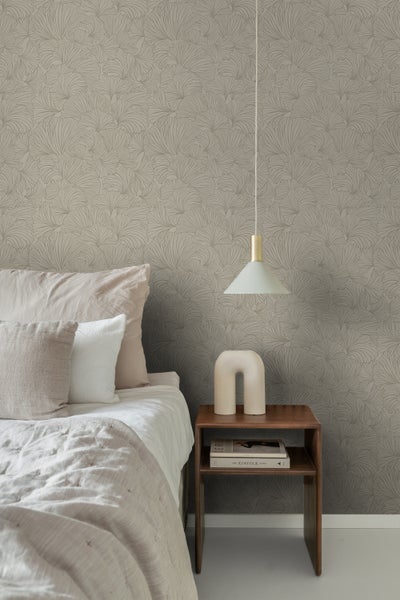 ESTAhome Tapete Ginkgoblätter Taupe - 0.53 x 10.05 m - 139615