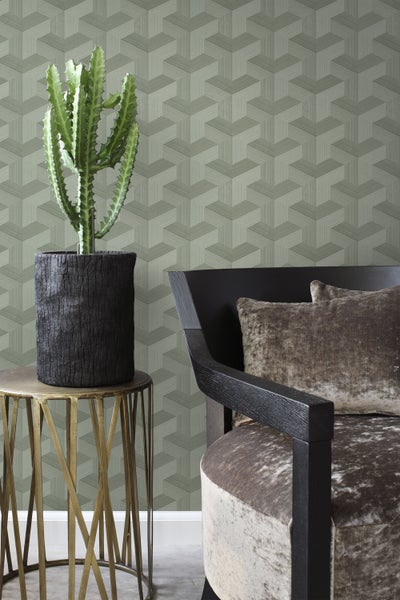 Origin Wallcoverings Tapete 3D-Muster Graugrün - 50 x 900 cm - 348003