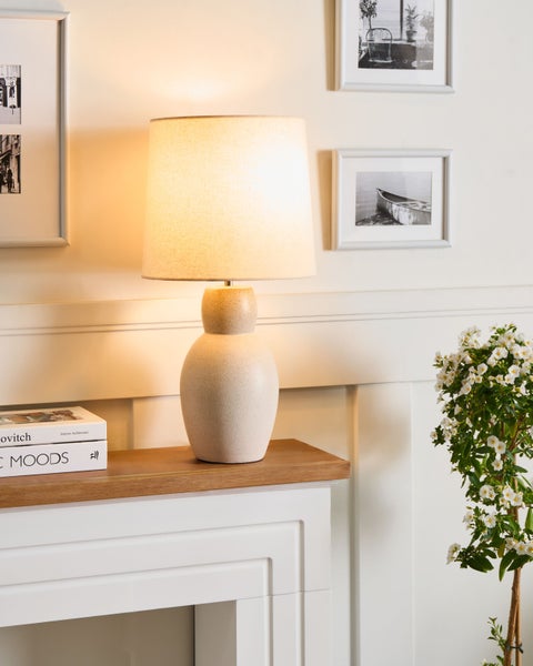 Tischleuchte DEDURU Keramik Beige