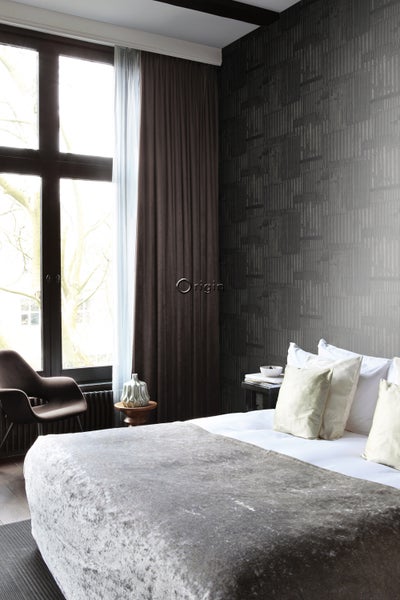 Origin Wallcoverings Tapete industrielle Wellplatten aus Metall 3D Schwarz - 53 cm x 10.05 m - 347617