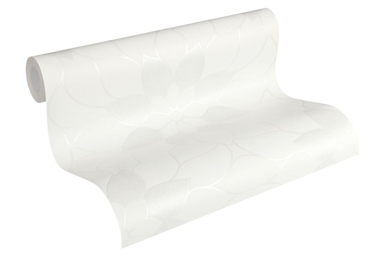 A.S. Création Tapete Blumen Weiß und Grau - 53 cm x 10.05 m - AS-361707