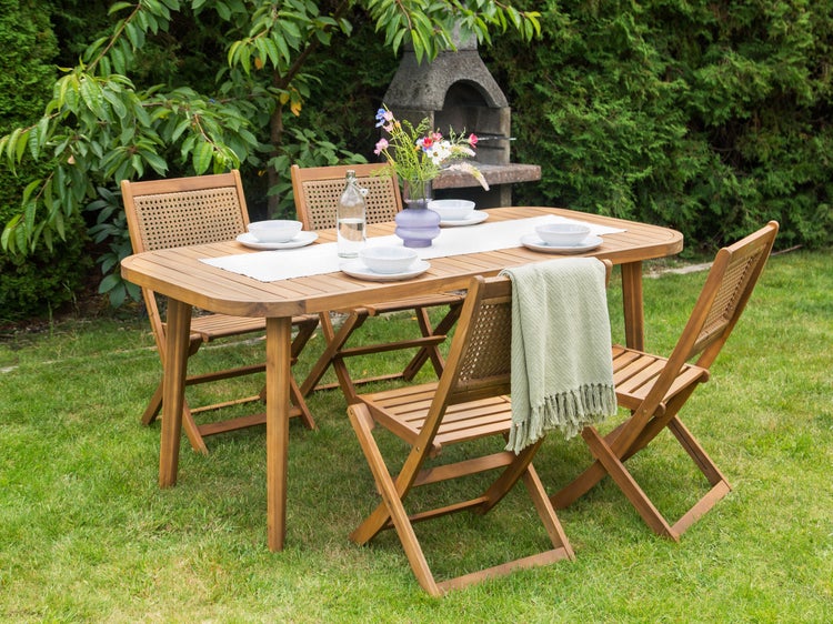 Gartenmöbel Set 4-Sitzer PARAGGI zertifiziertes Akazienholz Dunkelbraun