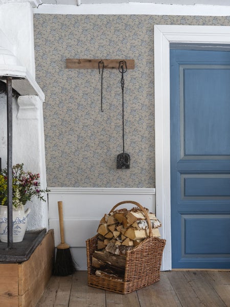 Duro Tapete Blumenmuster Graublau - 53 cm x 10.05 m - 661090