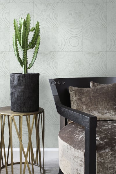Origin Wallcoverings Tapete Querschnitte von Baumstämmen Mintgrün - 53 cm x 10.05 m - 347545