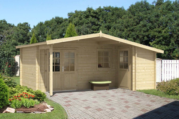 Alpholz Gartenhaus Nordkapp-40 A aus Massiv-holz, Gerätehaus mit 40 mm Wandstärke, Garten Holzhaus inklusive Montagematerial, Geräteschuppen Größe: 538 x 448 cm, Satteldach