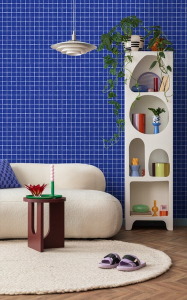 ESTAhome Tapete Karomuster Blau - 50 x 900 cm - 131268