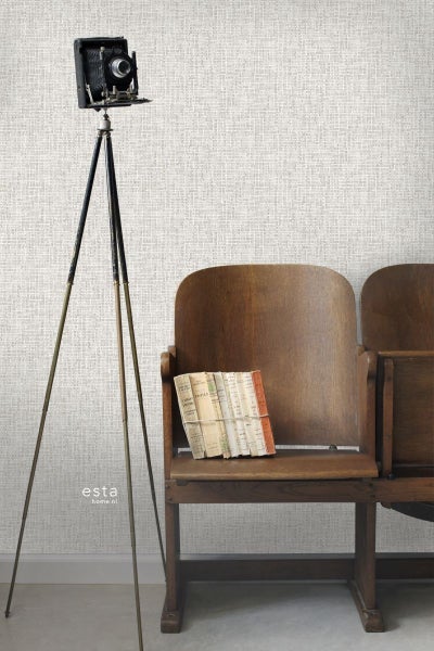 ESTAhome Tapete Leinen-Optik Hellgrau - 53 cm x 10.05 m - 148660