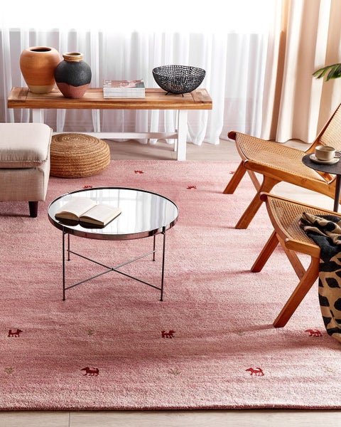 Teppich YULAFI Rosa 200 x 300 cm Wolle Gabbeh