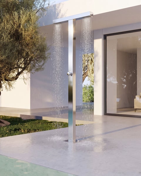 Edelstahl Gartendusche mit quadratischer Form